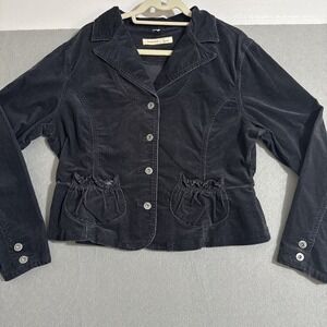 Vtg Women's Coat Black Corduroy XL Button Y2K Western Jacket Victorian Grunge‎